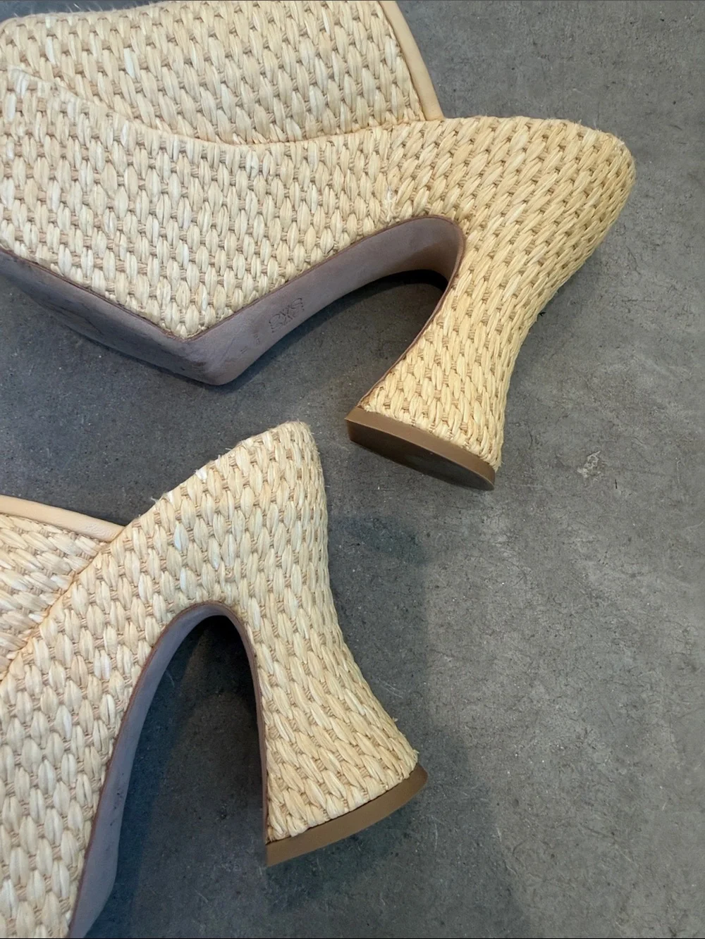 Loewe Cream Woven Platform Mules